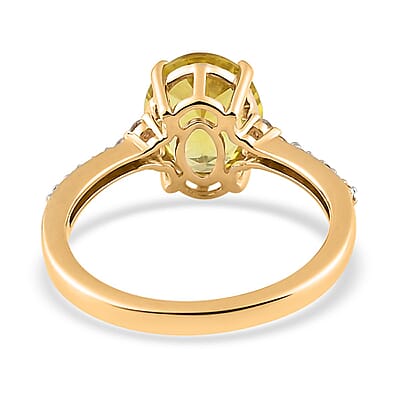 Luxoro 14K Yellow Gold AAA Canary Tourmaline and G-H I2 Diamond Ring (Size 7.0) 2.80 ctw