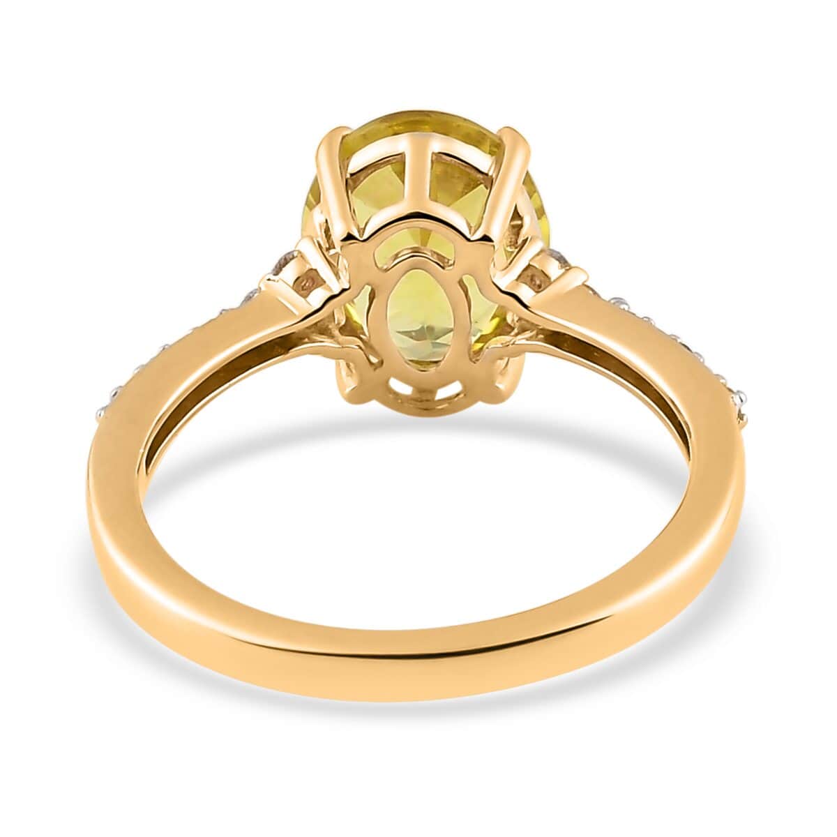 LUXORO 14K Yellow Gold AAA Natural Canary Tourmaline and G-H I2 Diamond Ring 2.45 Grams 2.80 ctw image number 4