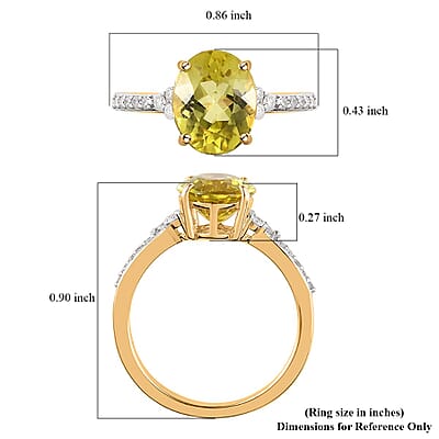 Luxoro 14K Yellow Gold AAA Canary Tourmaline and G-H I2 Diamond Ring (Size 7.0) 2.80 ctw