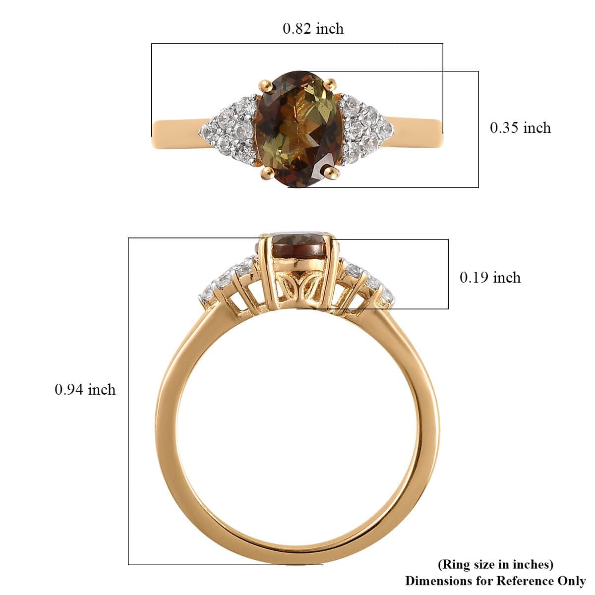 Premium Jenipapo Andalusite and White Zircon Ring in Vermeil Yellow Gold Over Sterling Silver (Size 7.0) 1.60 ctw image number 5