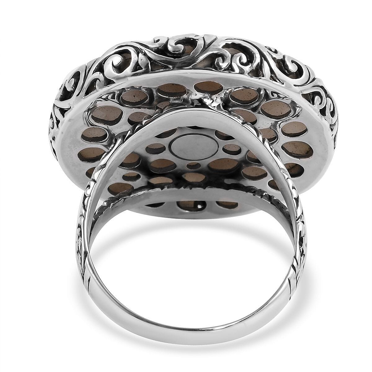 Bali Goddess Carved Bone Ring in Sterling Silver (Size 8.0) image number 4