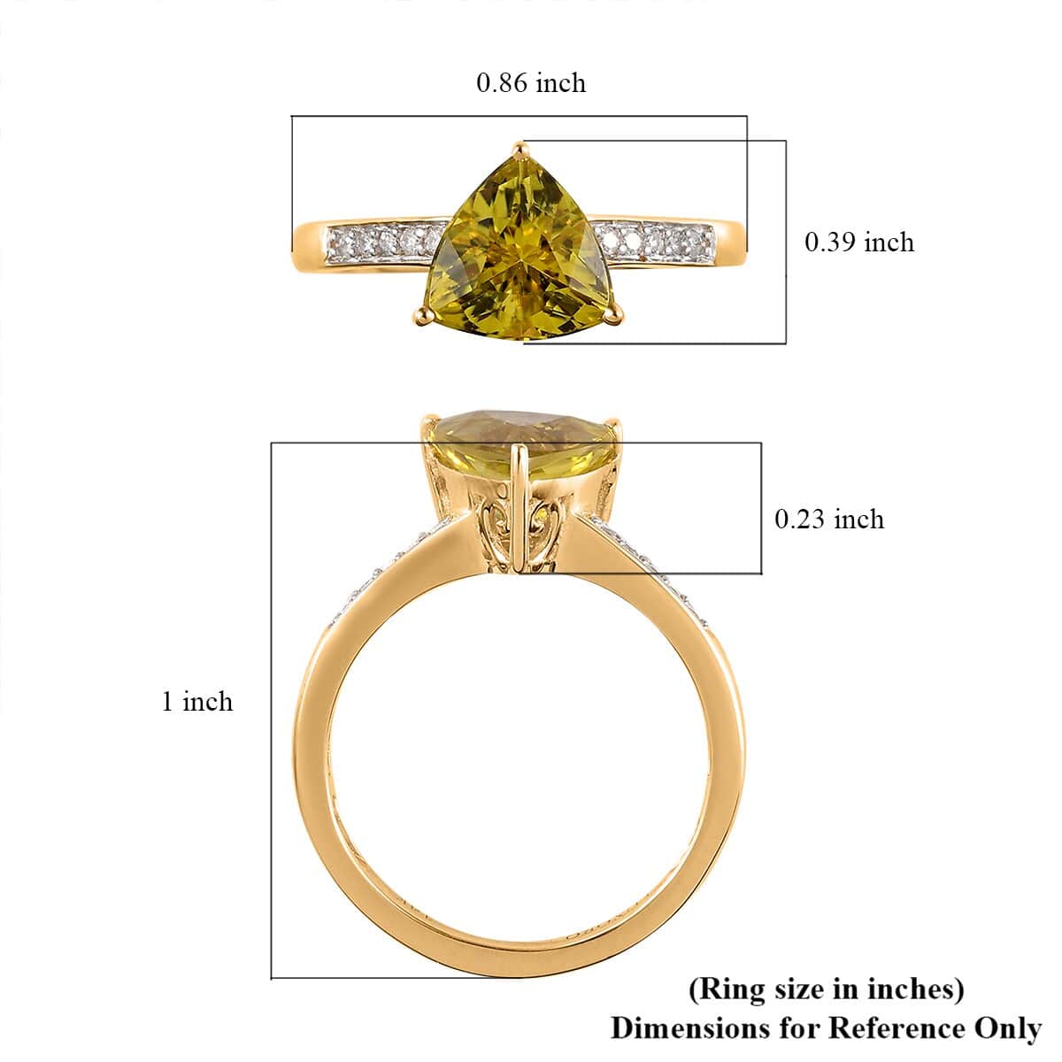 Luxoro 14K Yellow Gold AAA Natural Canary Tourmaline and G-H I2 Diamond Ring (Size 7.0) 1.70 ctw image number 5