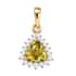 Luxoro 14K Yellow Gold AAA Natural Canary Tourmaline and G-H I2 Diamond Halo Pendant 1.00 ctw image number 0