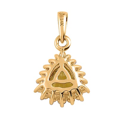 Luxoro 14K Yellow Gold AAA Natural Canary Tourmaline and G-H I2 Diamond Halo Pendant 1.00 ctw
