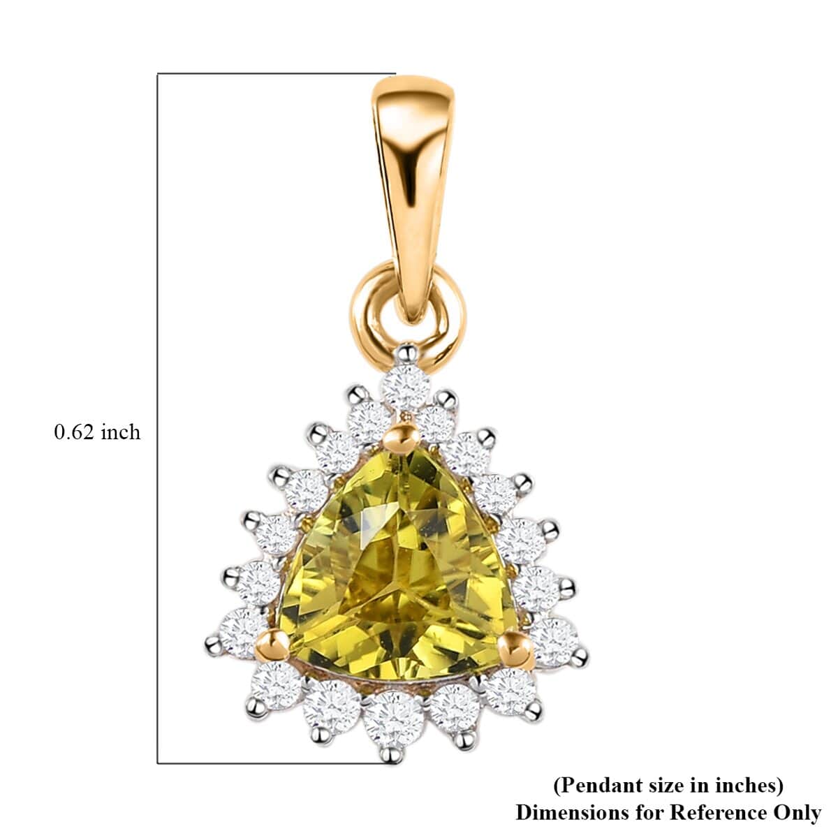 Luxoro 14K Yellow Gold AAA Natural Canary Tourmaline and G-H I2 Diamond Halo Pendant 1.00 ctw image number 5