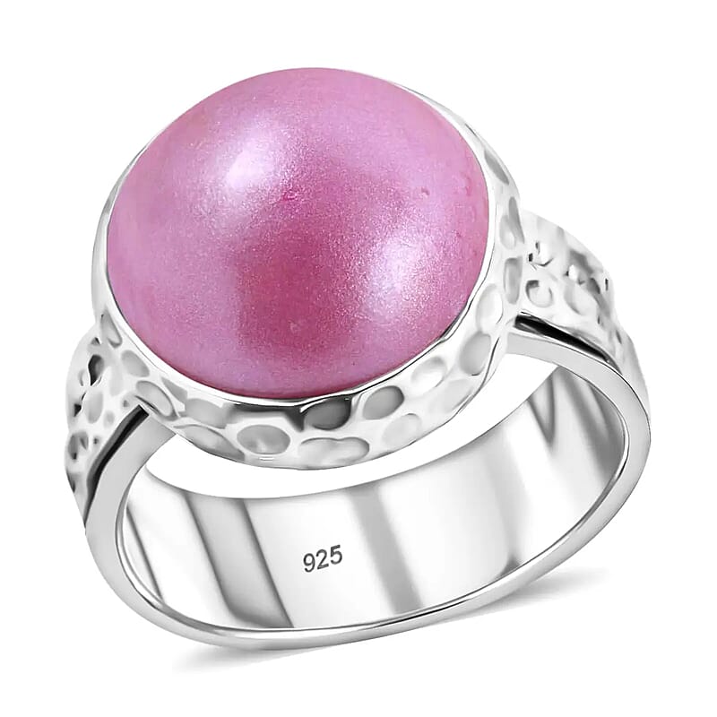 Bali Legacy Pink Mabe Pearl Spinner Ring , Pink Mabe Pearl Ring , Sterling Silver Ring , Silver Spinner Ring , Fidget Anxiety Ring