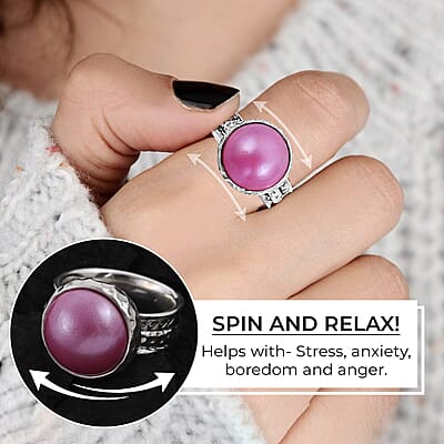Bali Legacy Pink Mabe Pearl Spinner Ring , Pink Mabe Pearl Ring , Sterling Silver Ring , Silver Spinner Ring , Fidget Anxiety Ring