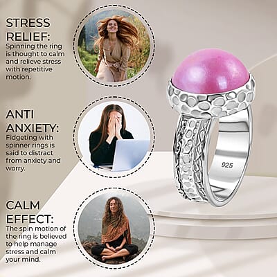 Bali Legacy Pink Mabe Pearl Spinner Ring , Pink Mabe Pearl Ring , Sterling Silver Ring , Silver Spinner Ring , Fidget Anxiety Ring