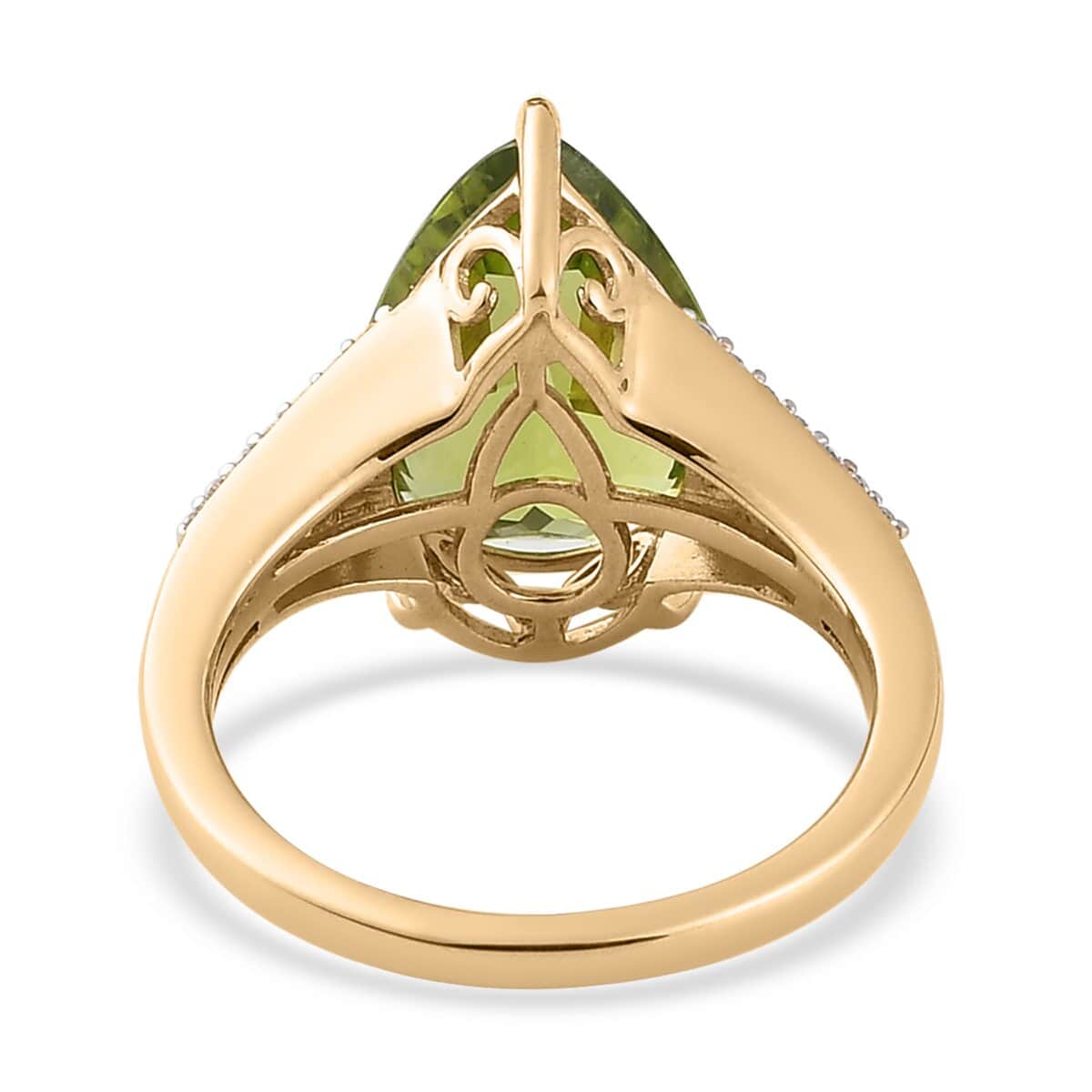 Luxoro 10K Yellow Gold Premium Peridot and Moissanite Ring (Size 7.0) 3.25 Grams 5.00 ctw image number 4