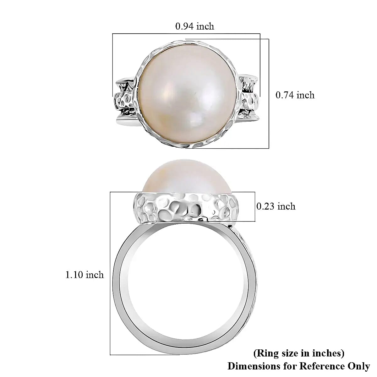 Bali Legacy White Mabe Pearl Spinner Ring, White Mabe Pearl Ring, Sterling Silver Ring, Silver Spinner Ring, Fidget Anxiety Ring