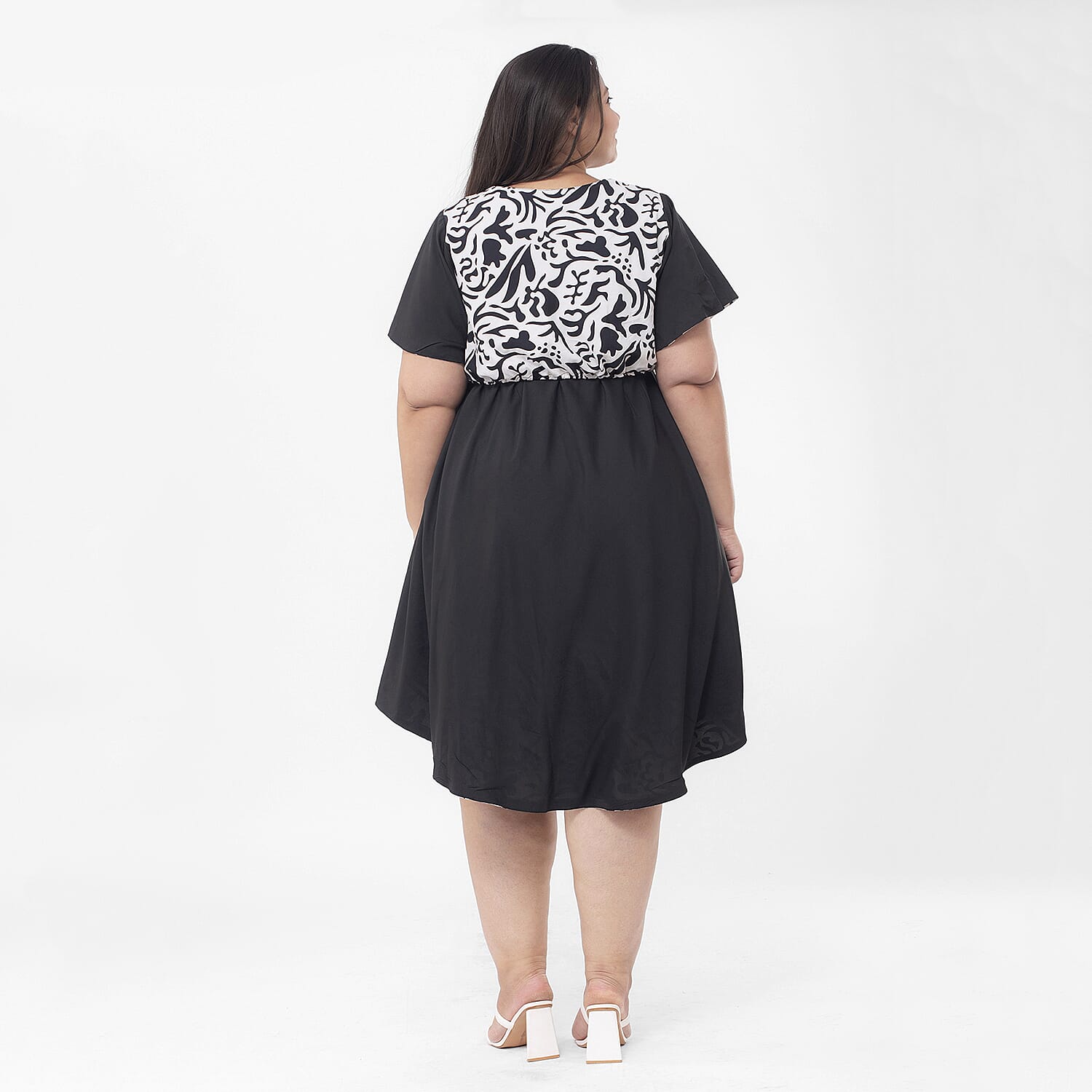 Tamsy Black Floral Reversible Dress - One Size Missy