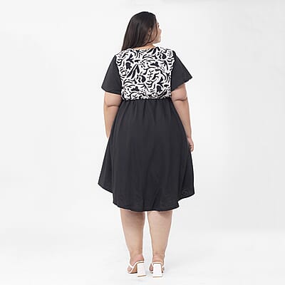 Tamsy Black Floral Reversible Dress - One Size Missy