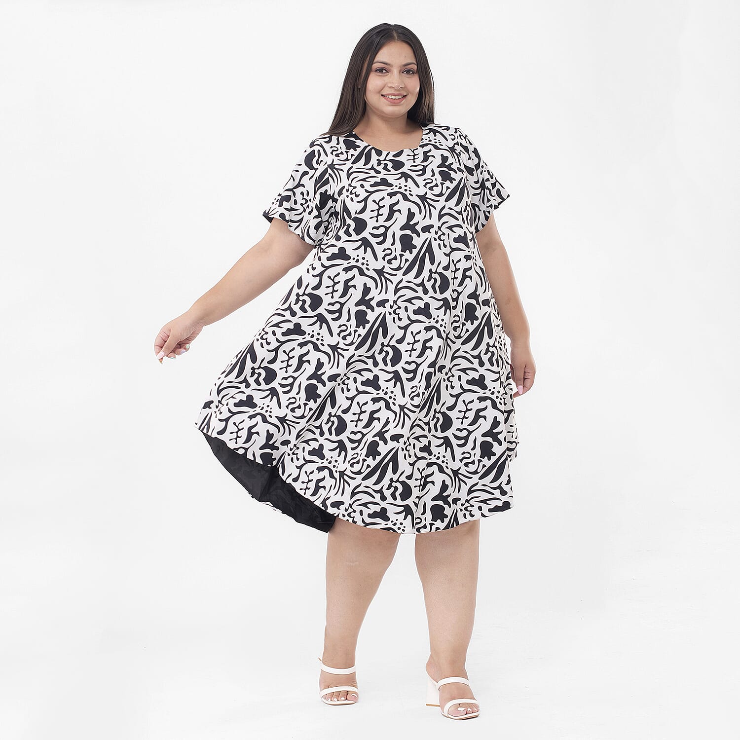 Tamsy Black Floral Reversible Dress - One Size Missy