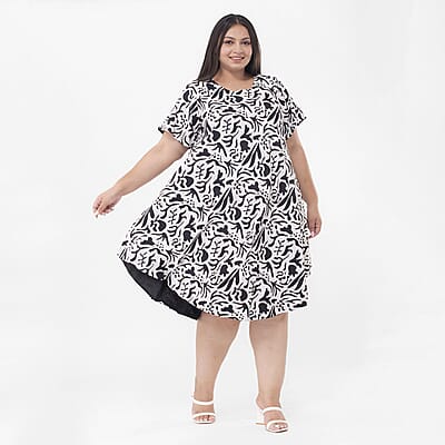 Tamsy Black Floral Reversible Dress - One Size Missy
