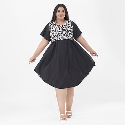 Tamsy Black Floral Reversible Dress - One Size Missy