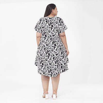 Tamsy Black Floral Reversible Dress - One Size Missy