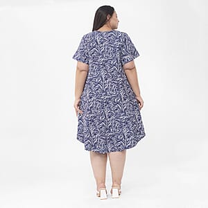 Tamsy Navy Floral Reversible Dress - One Size Missy