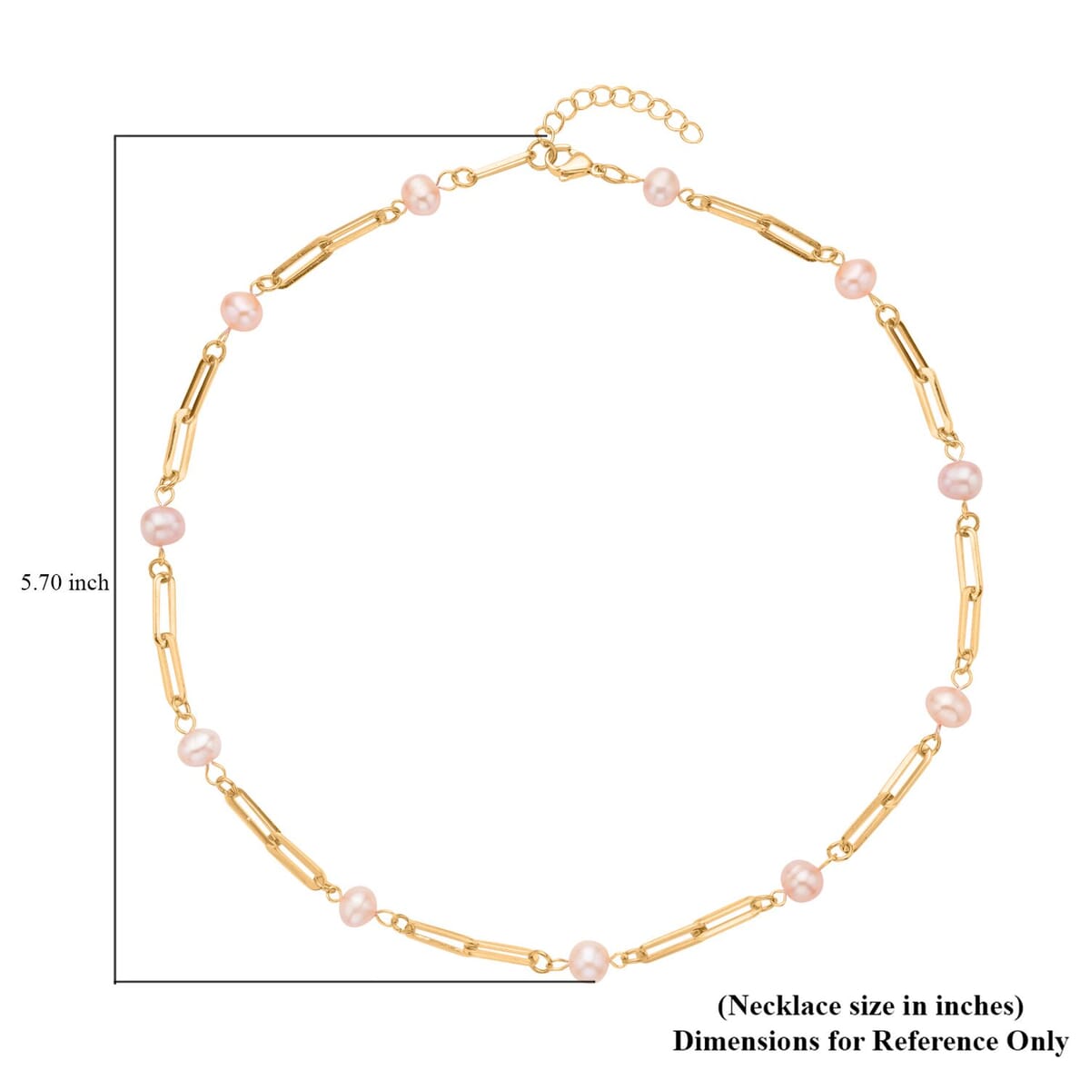 Purple Freshwater Pearl Paper Clip Chain Station Necklace (18-20 Inches) in ION Plated YG Stainless Steel | Tarnish-Free, Waterproof, Sweat Proof Jewelry image number 4