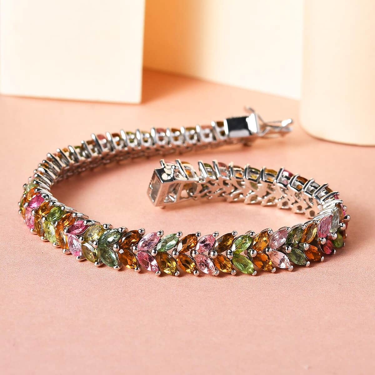 Multi-Tourmaline Double-Row Bracelet