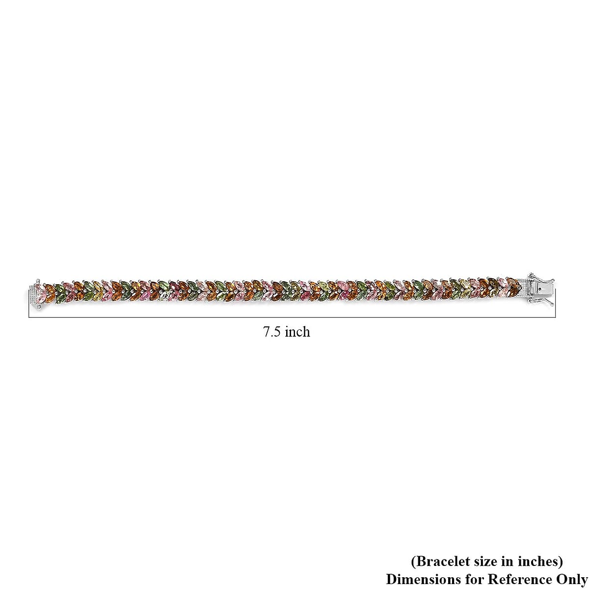 Multi-Tourmaline Double-Row Bracelet in Platinum Over Sterling Silver (7.25 In) 14.65 ctw image number 4
