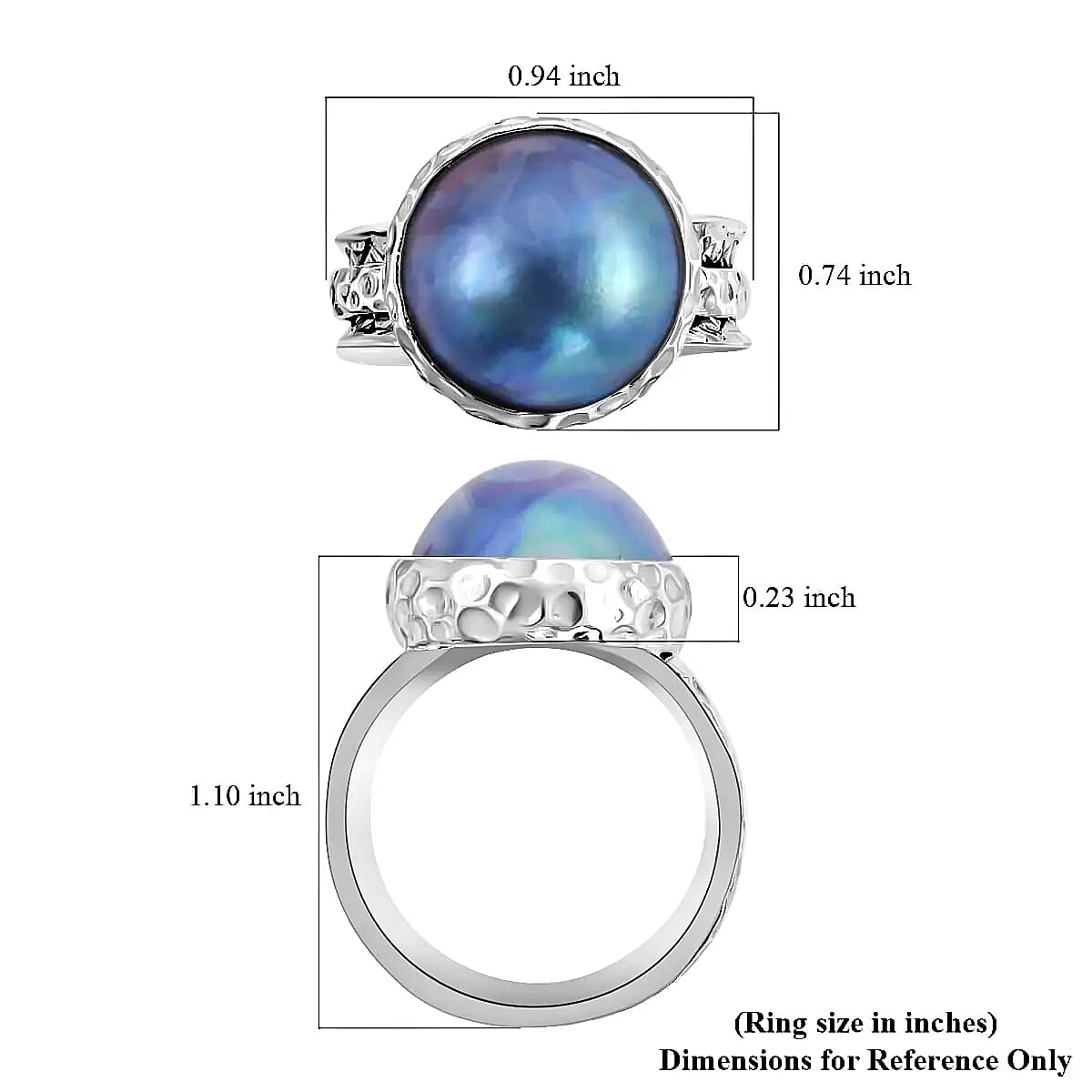 Bali Legacy Blue Mabe Pearl Spinner Ring , Blue Mabe Pearl Ring , Sterling Silver Ring , Silver Spinner Ring , Fidget Anxiety Ring image number 6