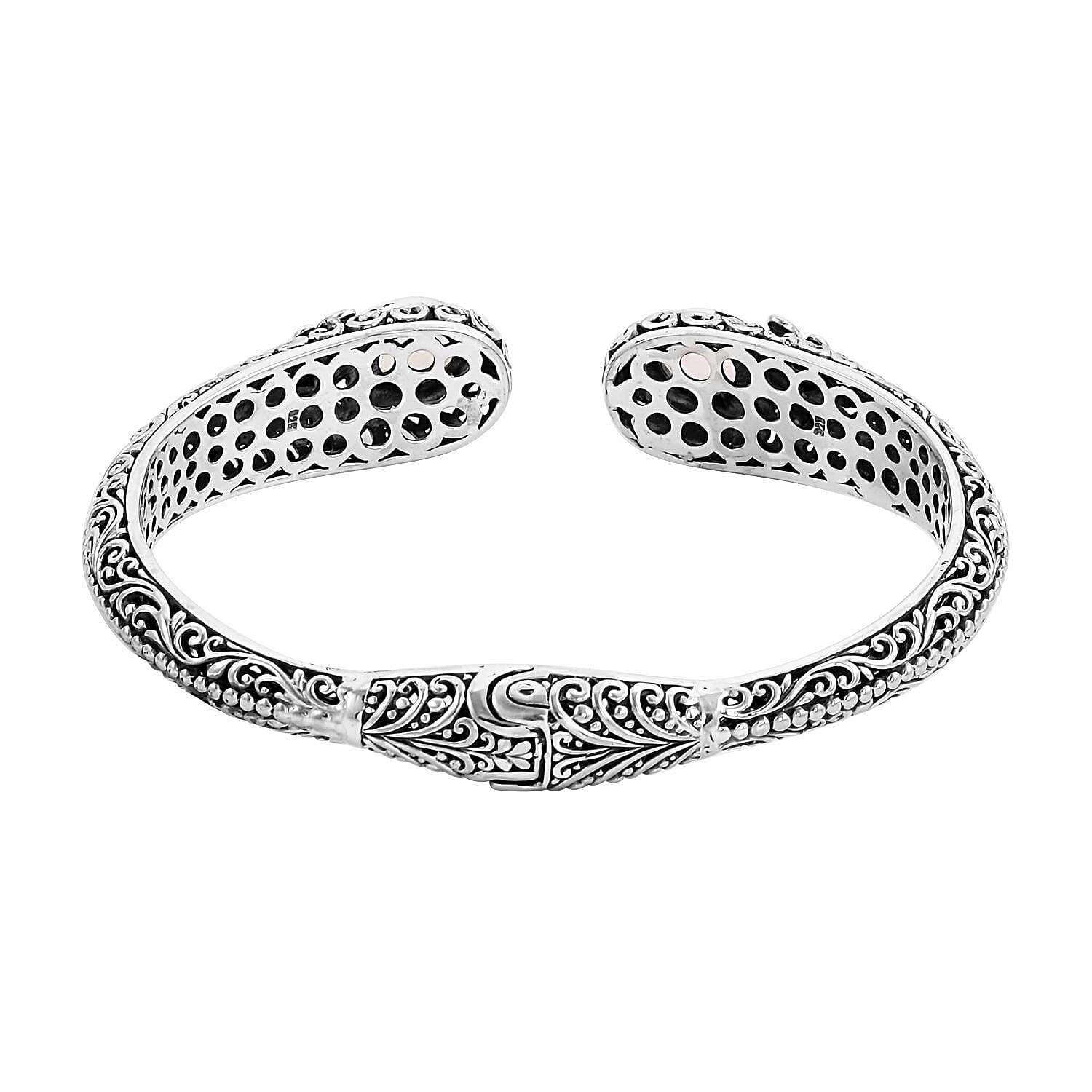 Bali Legacy Ethiopian Welo Opal 1.25 ctw Bracelet in Sterling Silver, Silver Cuff Bracelet, Dragonfly Bracelet (7.50 In)