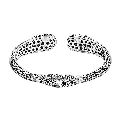 Bali Legacy Ethiopian Welo Opal 1.25 ctw Bracelet in Sterling Silver, Silver Cuff Bracelet, Dragonfly Bracelet (7.50 In)