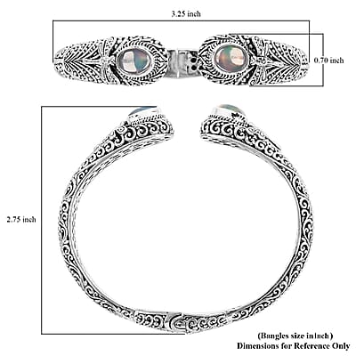 Bali Legacy Ethiopian Welo Opal 1.25 ctw Bracelet in Sterling Silver, Silver Cuff Bracelet, Dragonfly Bracelet (7.50 In)