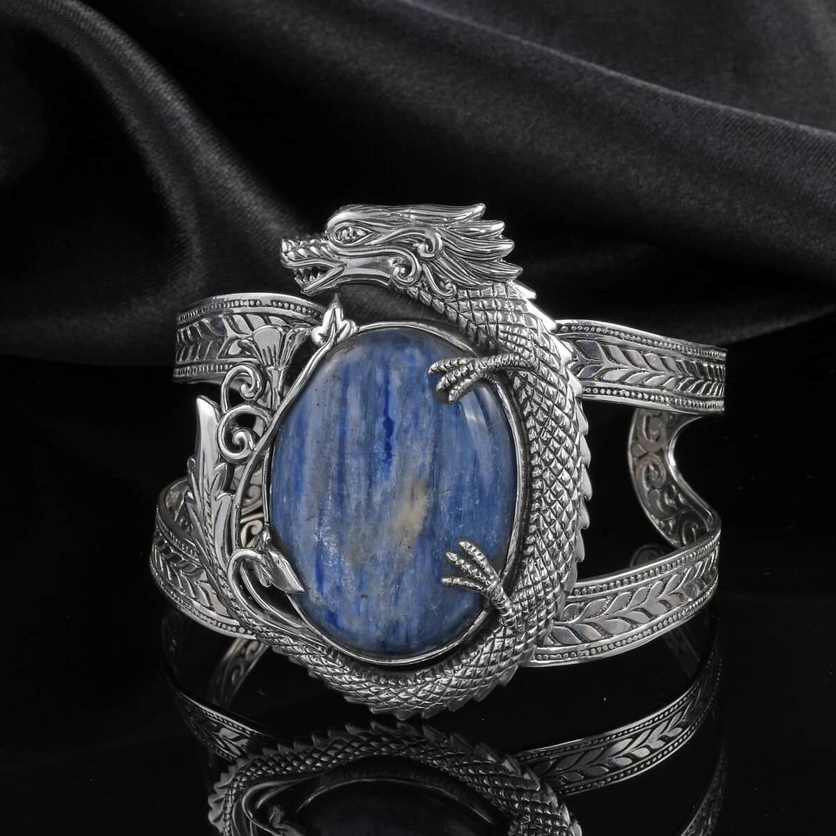 Bali Legacy Kashmir Kyanite Dragon Cuff Bracelet in Sterling Silver (7.50 In) 75.00 ctw image number 1