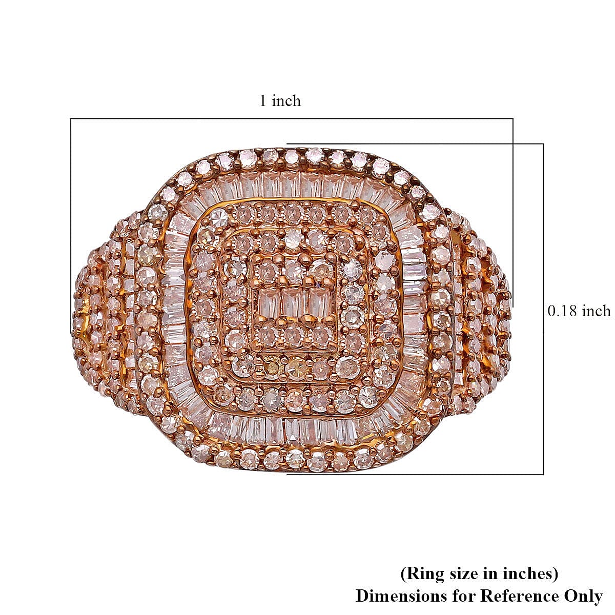 Natural Champagne Diamond Cocktail Ring in Rhodium & Vermeil RG Over Sterling Silver (Size 10.0) 2.00 ctw image number 5