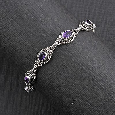 Bali Legacy Amethyst Toggle Clasp Bracelet in Sterling Silver (7.50 In) 3.85 ctw