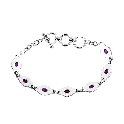 Bali Legacy Amethyst Toggle Clasp Bracelet in Sterling Silver (7.50 In) 3.85 ctw
