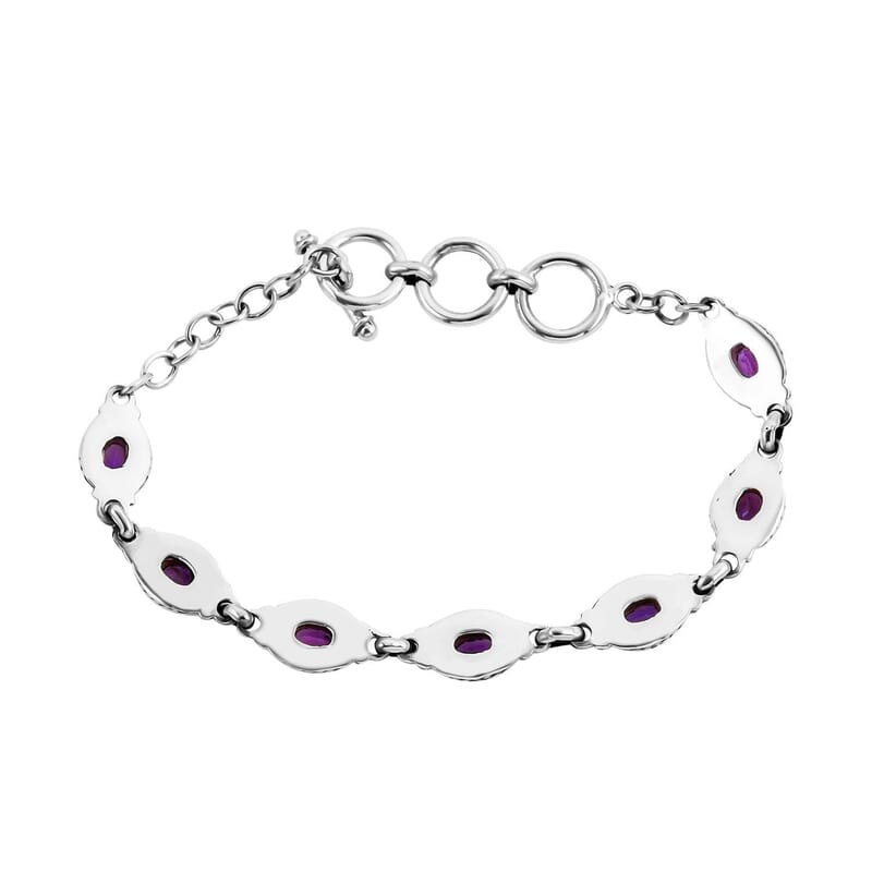 Bali Legacy Amethyst Toggle Clasp Bracelet in Sterling Silver (7.50 In) 3.85 ctw