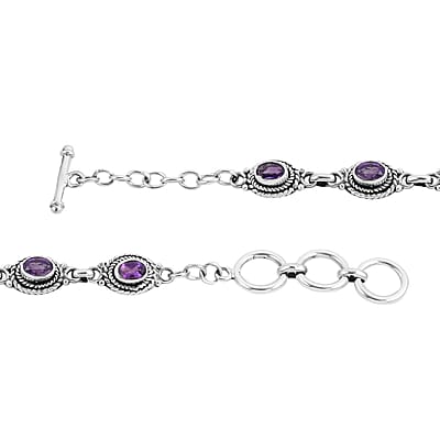 Bali Legacy Amethyst Toggle Clasp Bracelet in Sterling Silver (7.50 In) 3.85 ctw