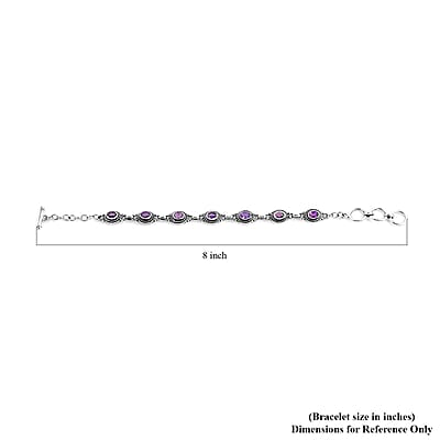 Bali Legacy Amethyst Toggle Clasp Bracelet in Sterling Silver (7.50 In) 3.85 ctw