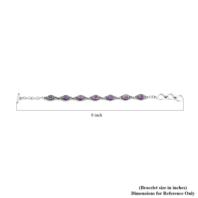 Bali Legacy Amethyst Toggle Clasp Bracelet in Sterling Silver (7.50 In) 3.85 ctw