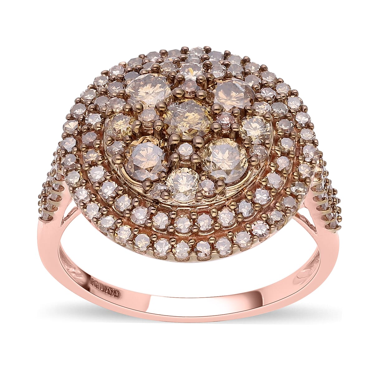 Doorbuster SGL Certified LUXORO 10K Rose Gold Natural Champagne Diamond (I3) Cocktail Ring (4.25 g) 2.10 ctw image number 0