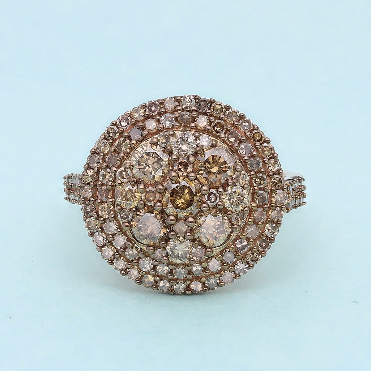 Doorbuster SGL Certified LUXORO 10K Rose Gold Natural Champagne Diamond (I3) Cocktail Ring (4.25 g) 2.10 ctw image number 1