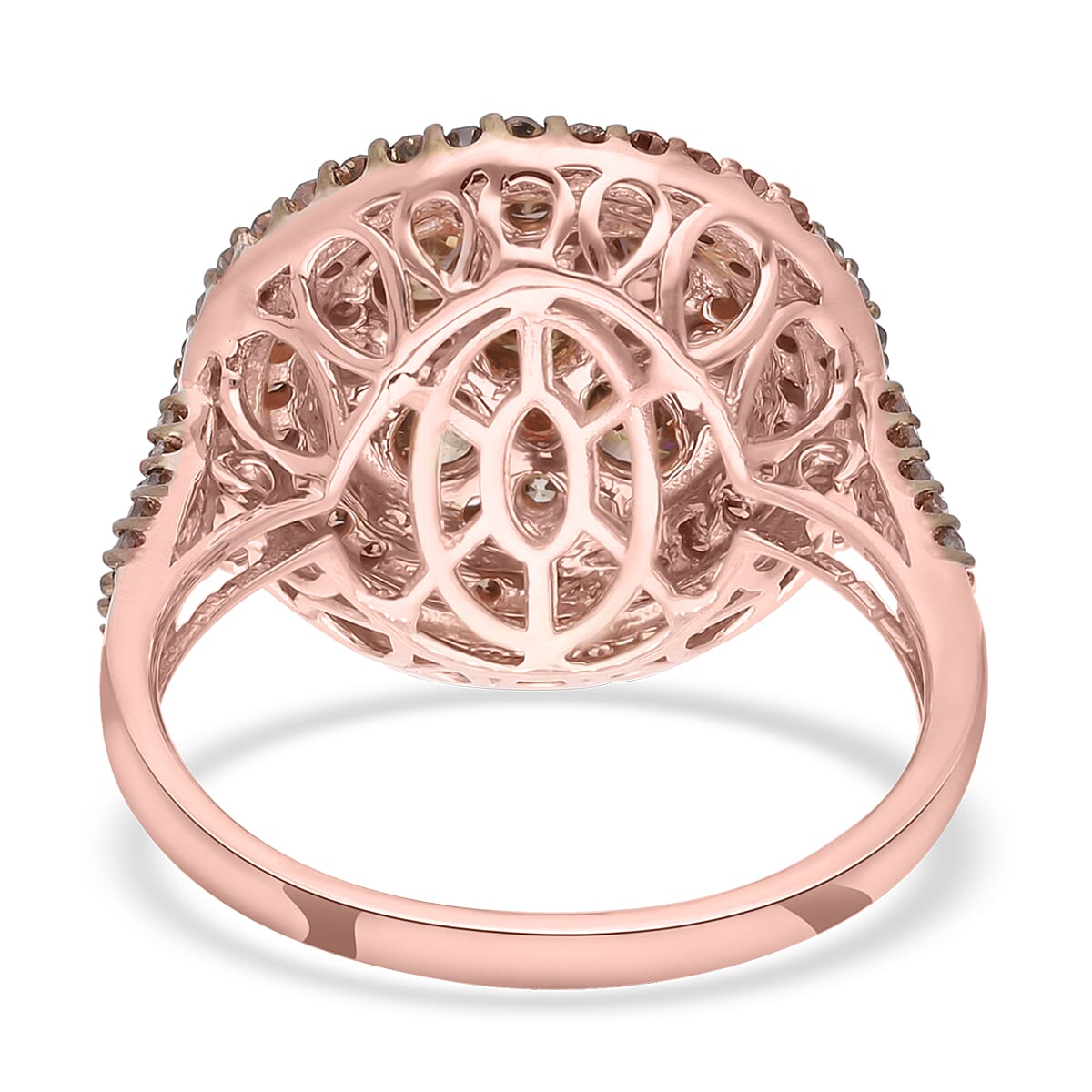 Doorbuster SGL Certified LUXORO 10K Rose Gold Natural Champagne Diamond (I3) Cocktail Ring (4.25 g) 2.10 ctw image number 4
