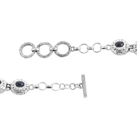 Bali Legacy Blue Star Sapphire (DF) Toggle Clasp Bracelet in Sterling Silver (7.50 In) 12.00 ctw image number 3