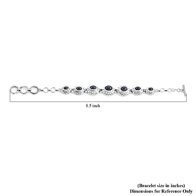 Bali Legacy Blue Star Sapphire (DF) Toggle Clasp Bracelet in Sterling Silver (7.50 In) 12.00 ctw