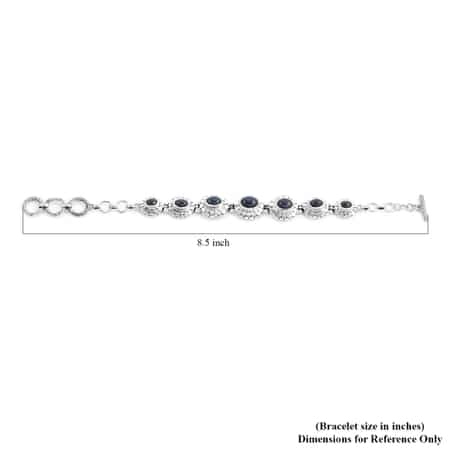 Bali Legacy Blue Star Sapphire (DF) Toggle Clasp Bracelet in Sterling Silver (7.50 In) 12.00 ctw image number 4