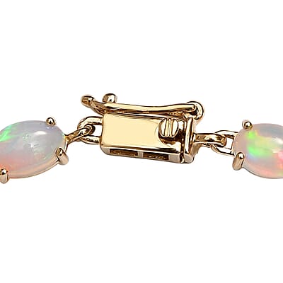 Luxoro 10K Yellow Gold Premium Ethiopian Welo Opal Link Bracelet (6.50 In) 8.40 ctw