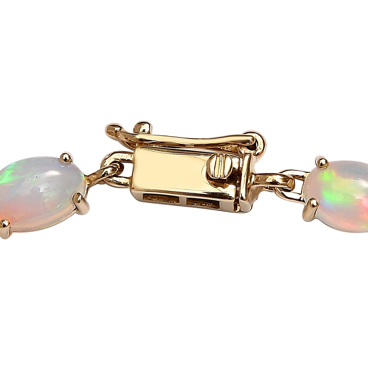 Luxoro 10K Yellow Gold Premium Ethiopian Welo Opal Link Bracelet (8.00 In) 8.40 ctw image number 3