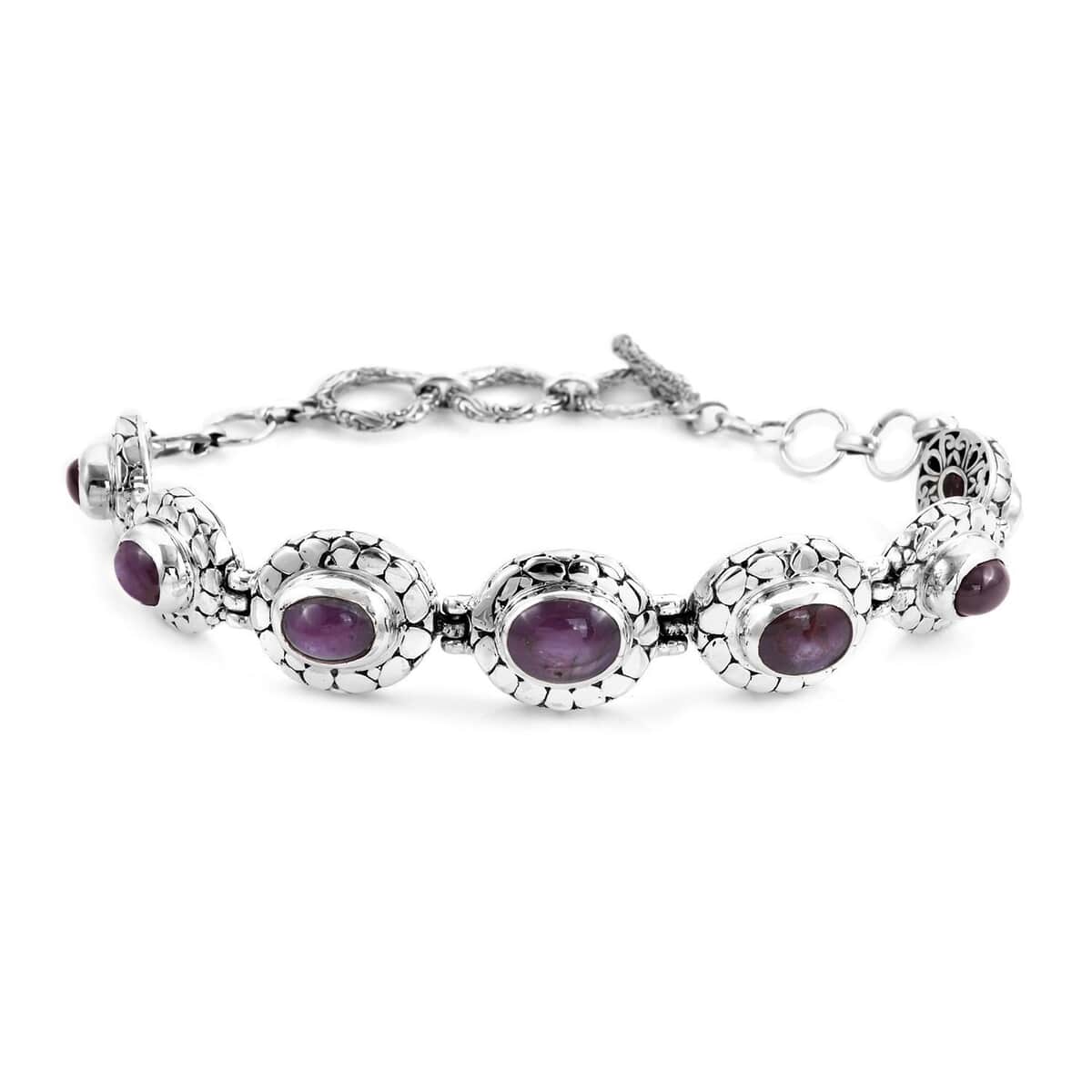 Bali Legacy Indian Star Ruby Toggle Clasp Bracelet in Sterling Silver (7.50 In) 12.00 ctw image number 0
