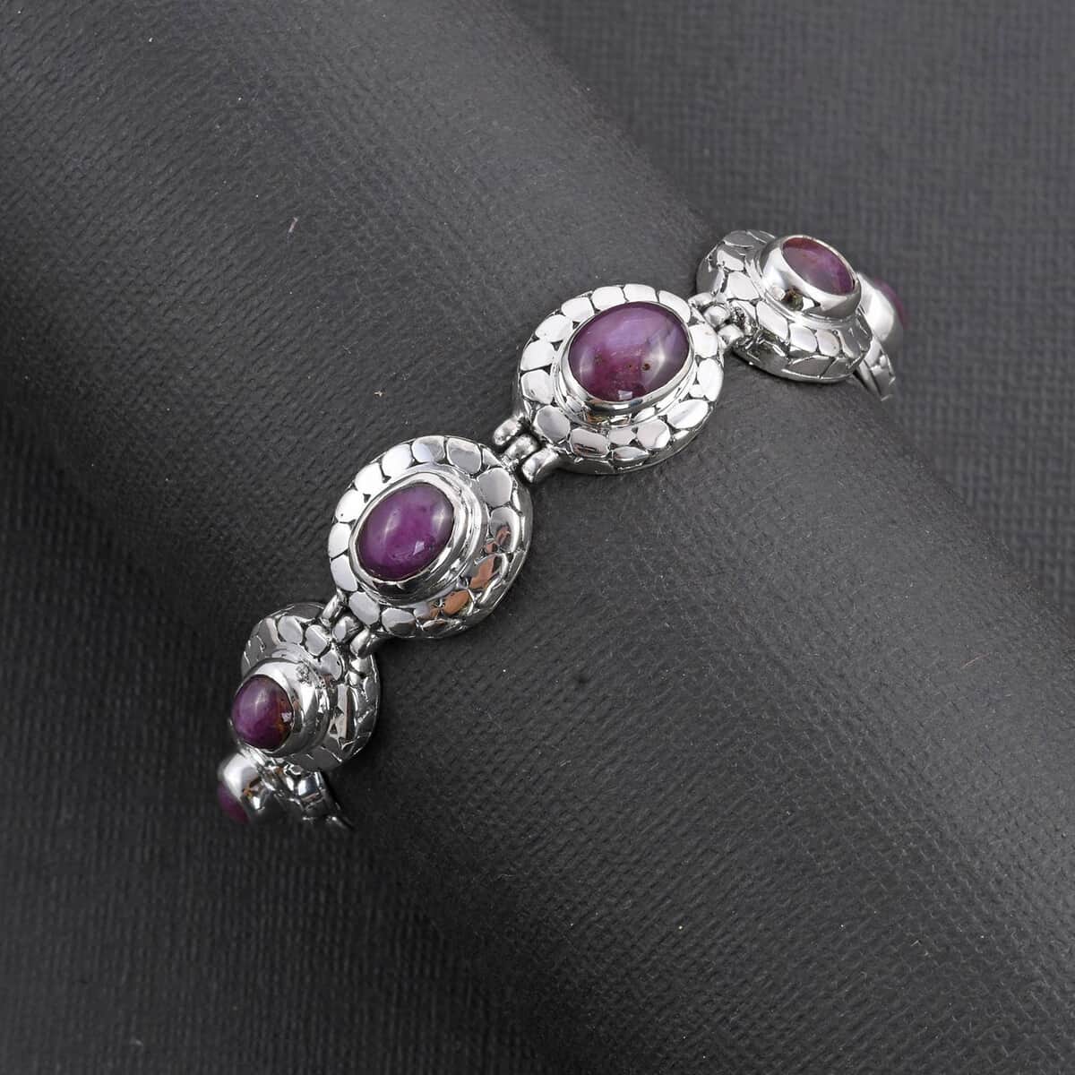 Bali Legacy Indian Star Ruby Toggle Clasp Bracelet in Sterling Silver (7.50 In) 12.00 ctw image number 1