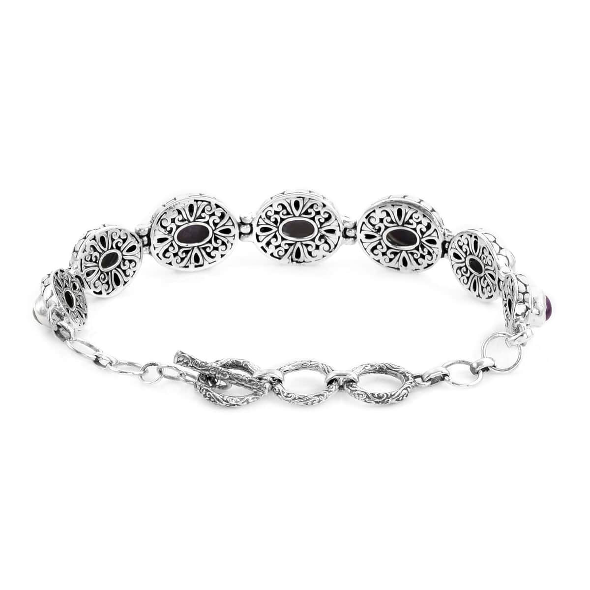 Bali Legacy Indian Star Ruby Toggle Clasp Bracelet in Sterling Silver (7.50 In) 12.00 ctw image number 2