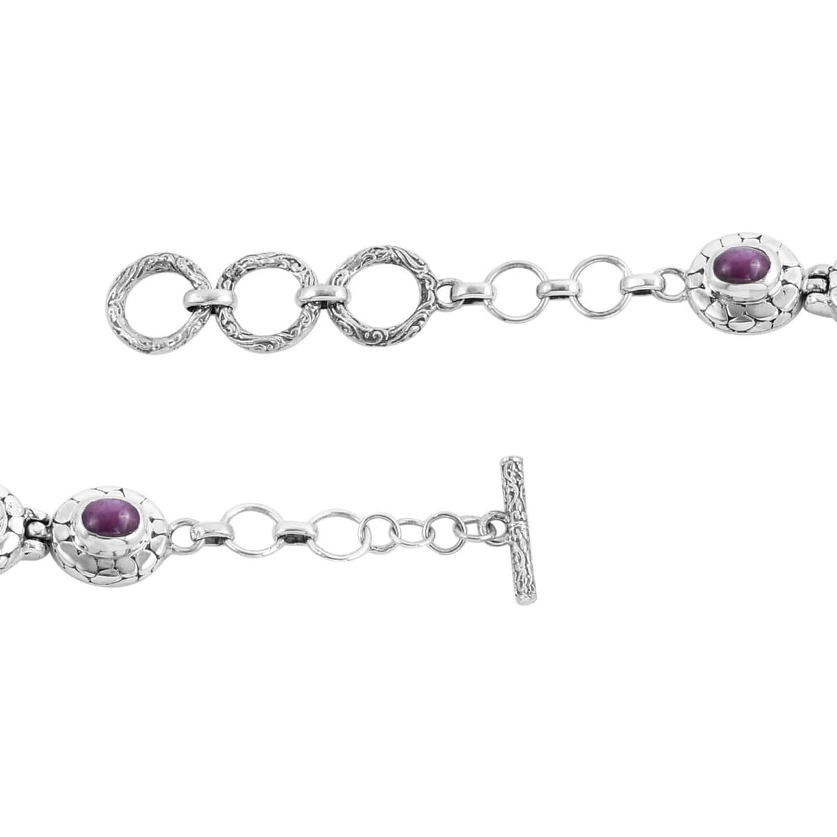 Bali Legacy Indian Star Ruby Toggle Clasp Bracelet in Sterling Silver (7.50 In) 12.00 ctw image number 3