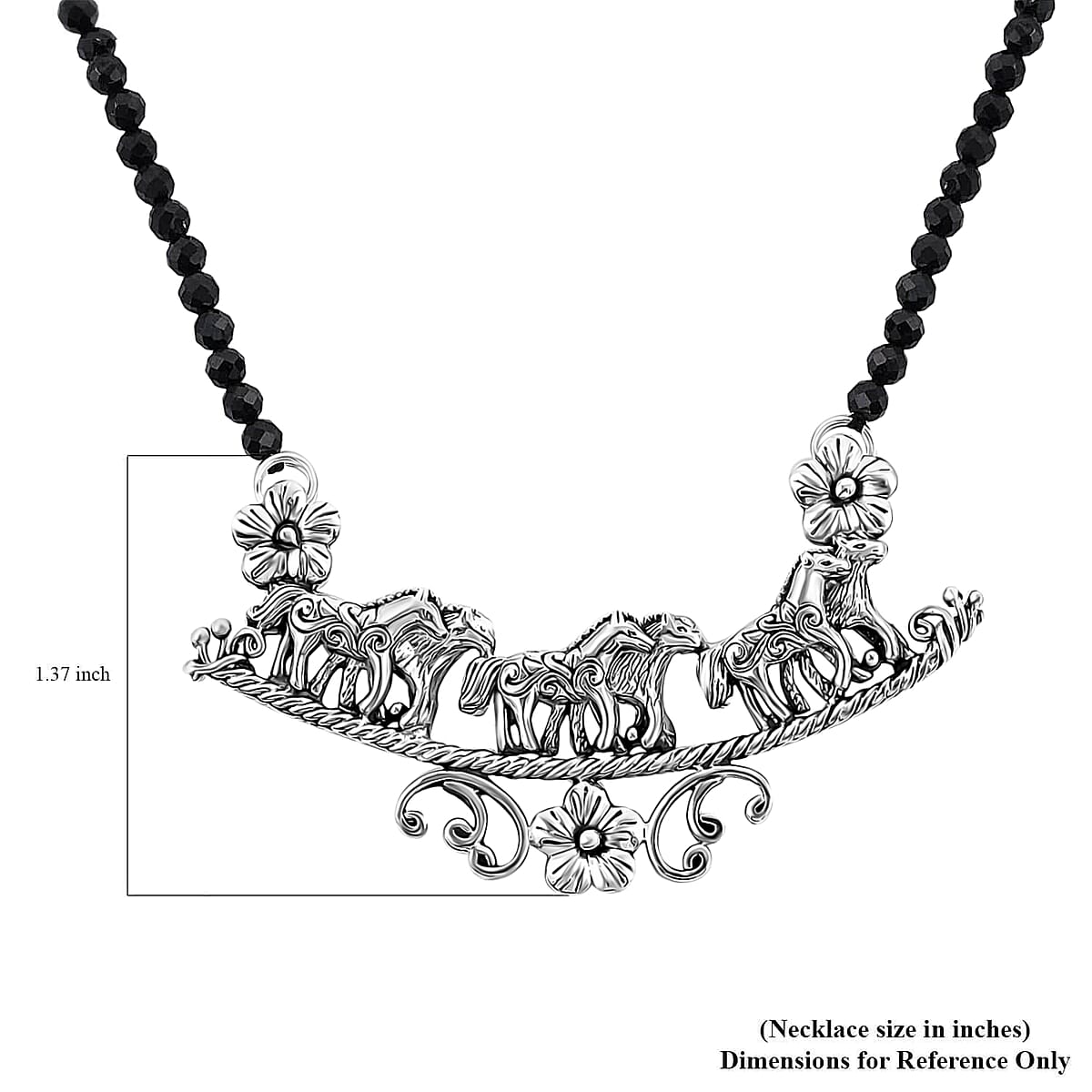 Bali Legacy Thai Black Spinel 32.00 ctw Beaded Necklace, Horse Necklace, Sterling Silver Necklace, Spinel Beads Necklace, 20-22 Inch Necklace image number 5