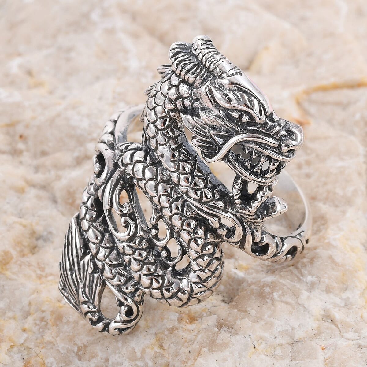 Doorbuster BALI LEGACY Sterling Silver Dragon Ring 7.5 Grams image number 1